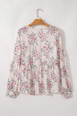 Printed Square Neck Long Sleeve Blouse - Trendsi - Flyclothing LLC