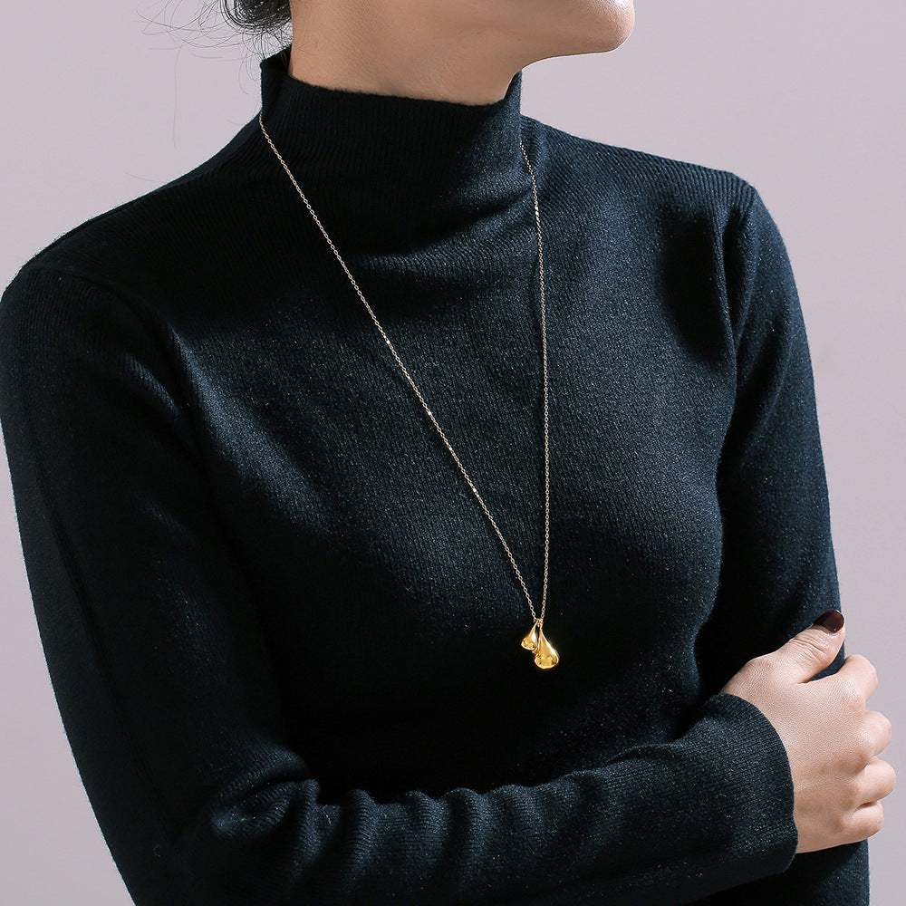 Stainless Steel Water Drop Shape Pendant Necklace - Trendsi - Flyclothing LLC