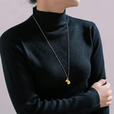 Stainless Steel Water Drop Shape Pendant Necklace - Trendsi