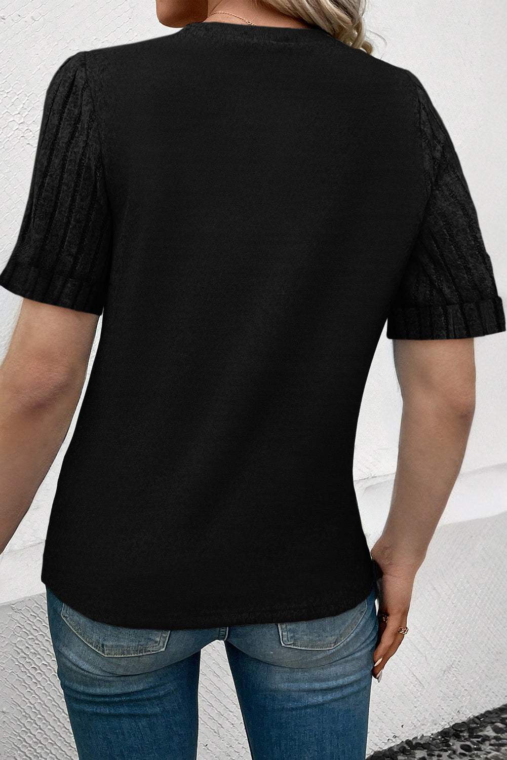 Round Neck Short Sleeve T-Shirt - Trendsi - Flyclothing LLC