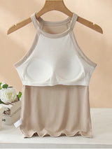 Grecian Neck Tank With Chest Pads - Trendsi - Flyclothing LLC