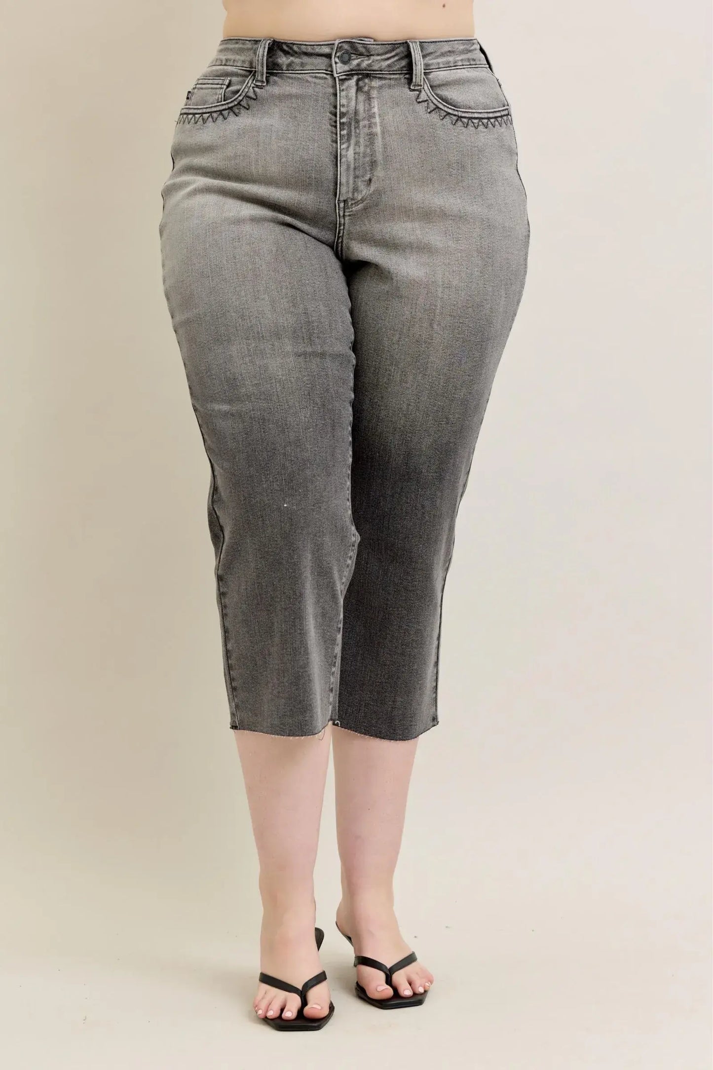 Judy Blue Full Size Wide Leg Capris Jeans Plus Size - Trendsi - Flyclothing LLC