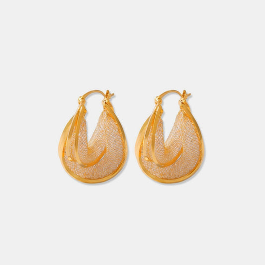 Copper Glass Stone U Shape Earrings - Trendsi