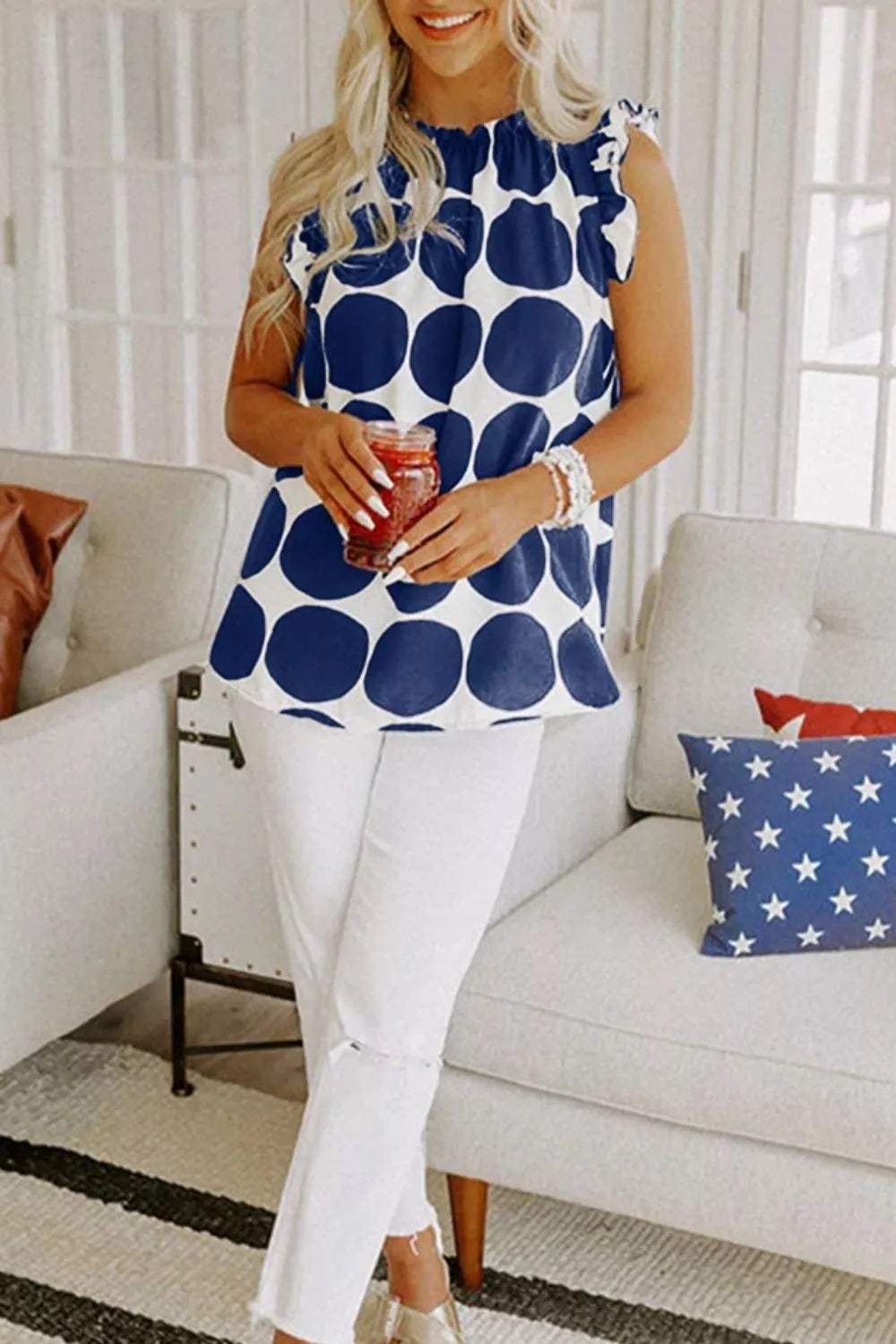 Polka Dot Ruffled Cami - Trendsi - Flyclothing LLC