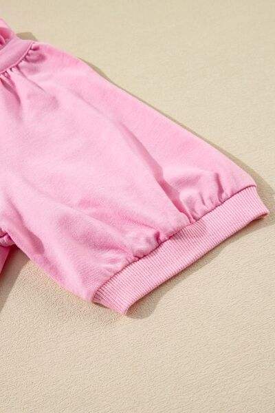 Half Zip Puff Sleeve Top and Ruffled Shorts Set - Trendsi - Flyclothing LLC