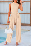 Mock Neck Sleeveless Wide Leg Jumpsuit - Trendsi - Flyclothing LLC