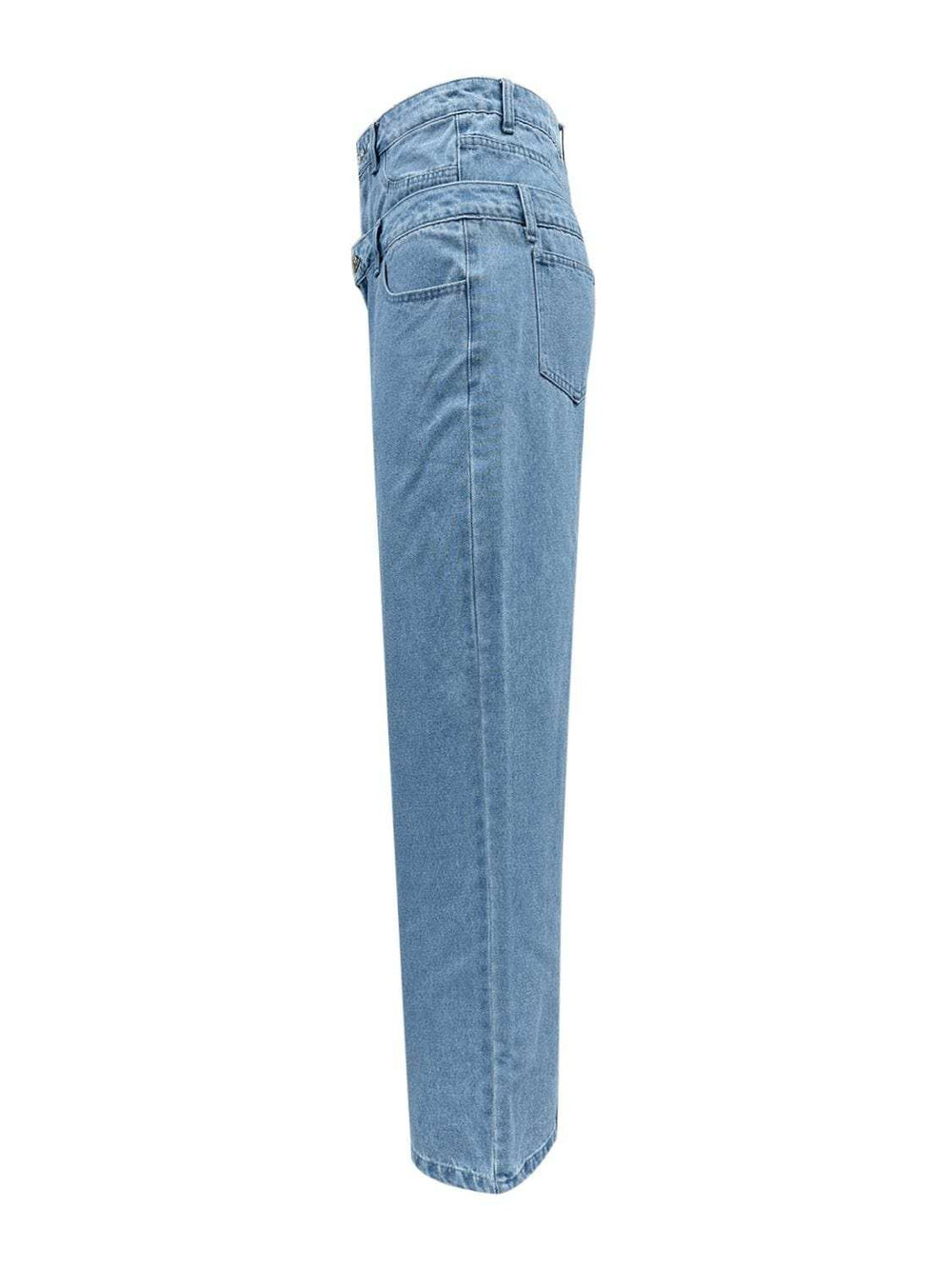 Faux Layered High Waist Jeans - Trendsi - Flyclothing LLC