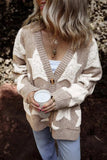 Star Button Up Long Sleeve Cardigan - Trendsi - Flyclothing LLC