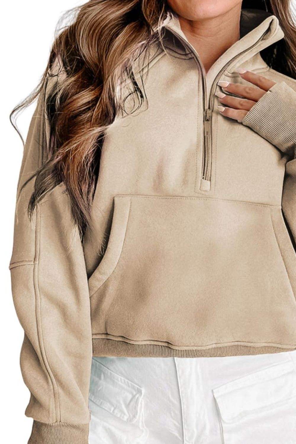 Half Zip Long Sleeve Sweatshirt - Trendsi - Flyclothing LLC