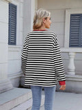 Lace-Up Striped Long Sleeve T-Shirt - Trendsi - Flyclothing LLC