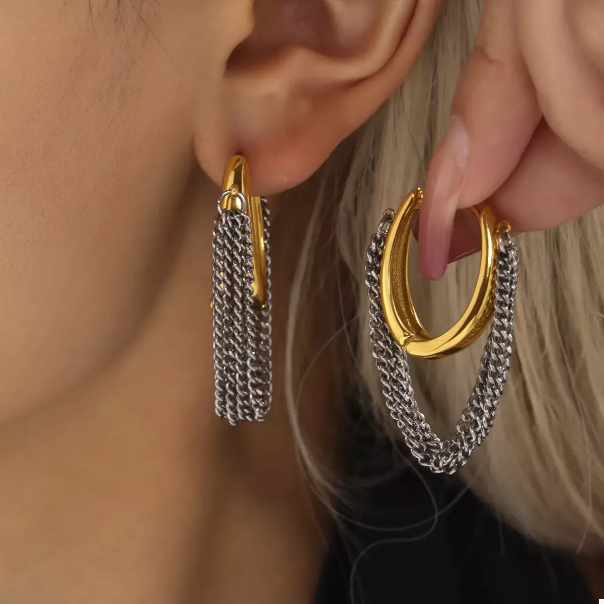 Chunky Chain Hoop Earrings - Trendsi - Flyclothing LLC