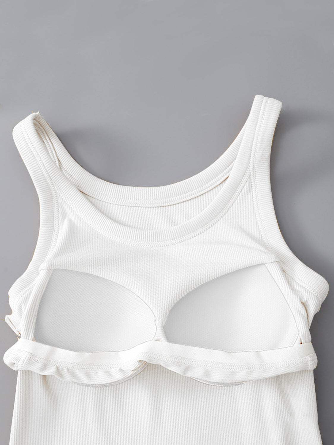 Round Neck Tank with Bra - Trendsi - Flyclothing LLC