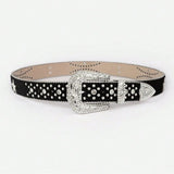 PU Leather Inlaid Rhinestone Belt - Trendsi