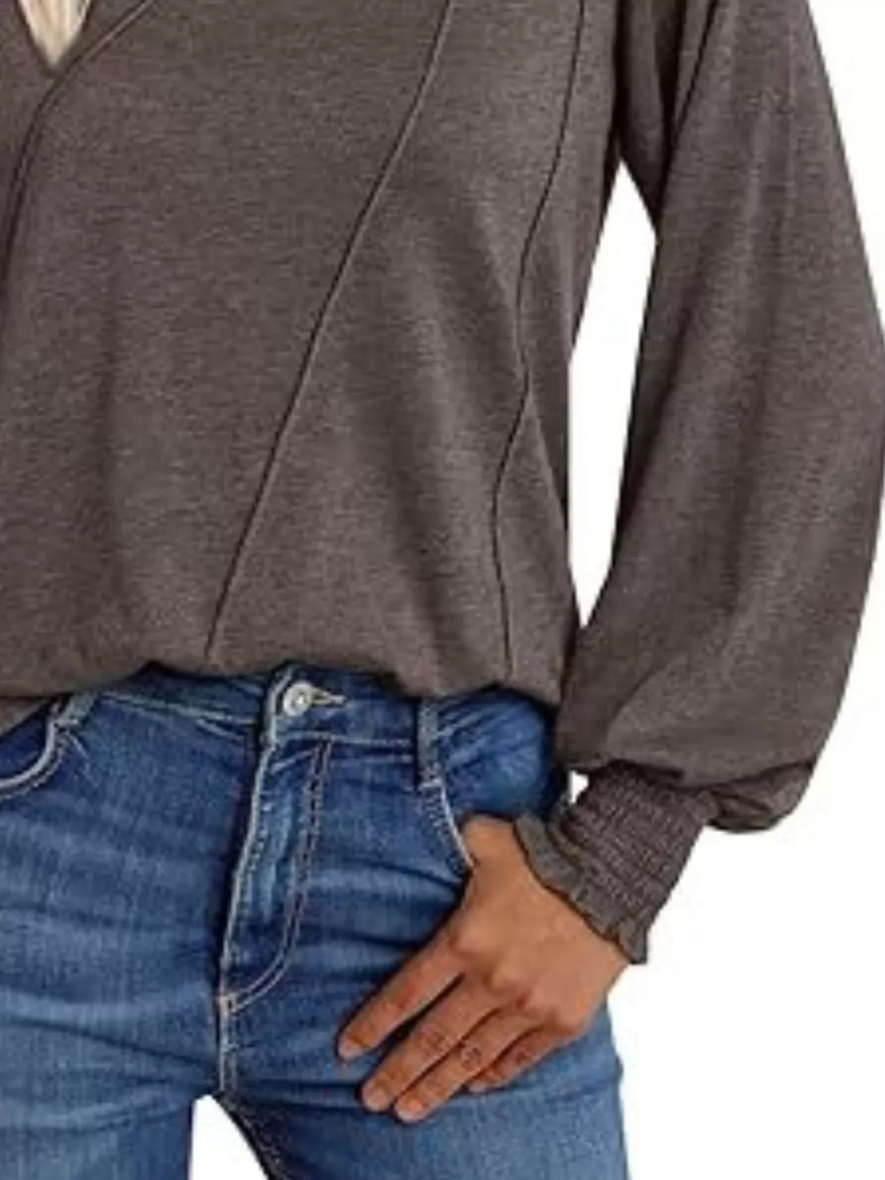 Round Neck Long Sleeve Top - Trendsi - Flyclothing LLC