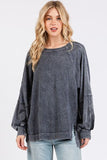 Mittoshop Mineral Wash Raglan Long Sleeve Oversized Top - Trendsi