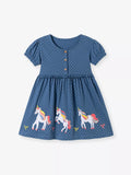 Children's Unicorn Short Sleeve Dress - Trendsi - Flyclothing LLC