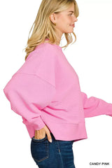 Zenana Ribbed Round Neck Pullover and Shorts Set - Trendsi - Flyclothing LLC