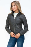 YMI Faux Layered Double-Zipper Jacket with Fuzzy Hood - Trendsi - Flyclothing LLC