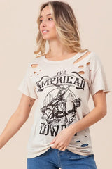 BiBi Cotton Slub Laser Top American Cow Boy Graphic - Trendsi - Flyclothing LLC