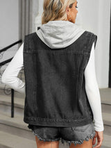 Pocketed Button Up Sleeveless Denim Jacket - Trendsi - Flyclothing LLC