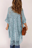 Openwork Open Front Cardigan with Fringes - Trendsi - Flyclothing LLC