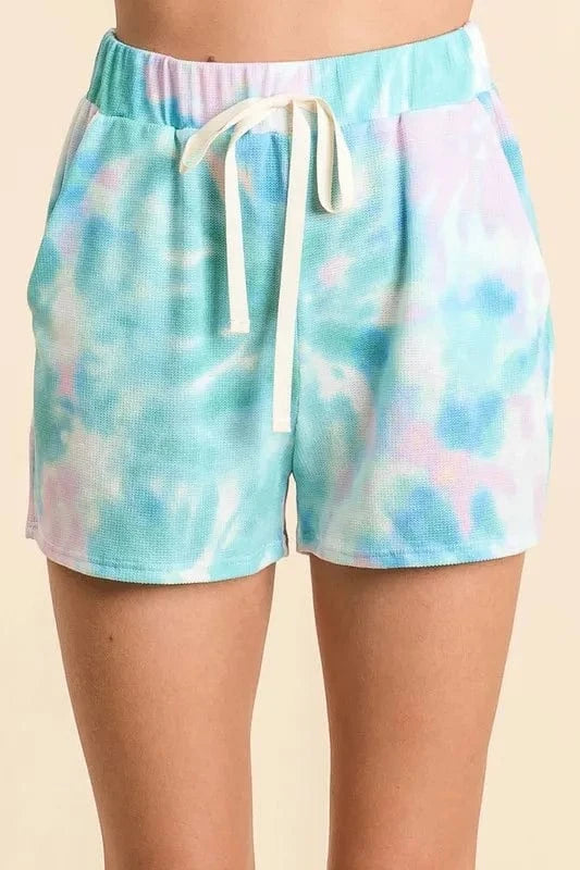 BiBi Tie Dye Print Casual Shorts with Twill - Trendsi
