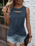 Cutout Twisted Round Neck Tank - Trendsi - Flyclothing LLC