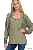 Zenana Ribbed Two Tone Half Zip Sweater - Trendsi - Flyclothing LLC