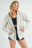 Aemi + Co Contrast Trim Zip Up Hoodie Jacket - Trendsi - Flyclothing LLC