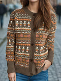 Graphic Button Down Long Sleeve Cardigan - Trendsi - Flyclothing LLC