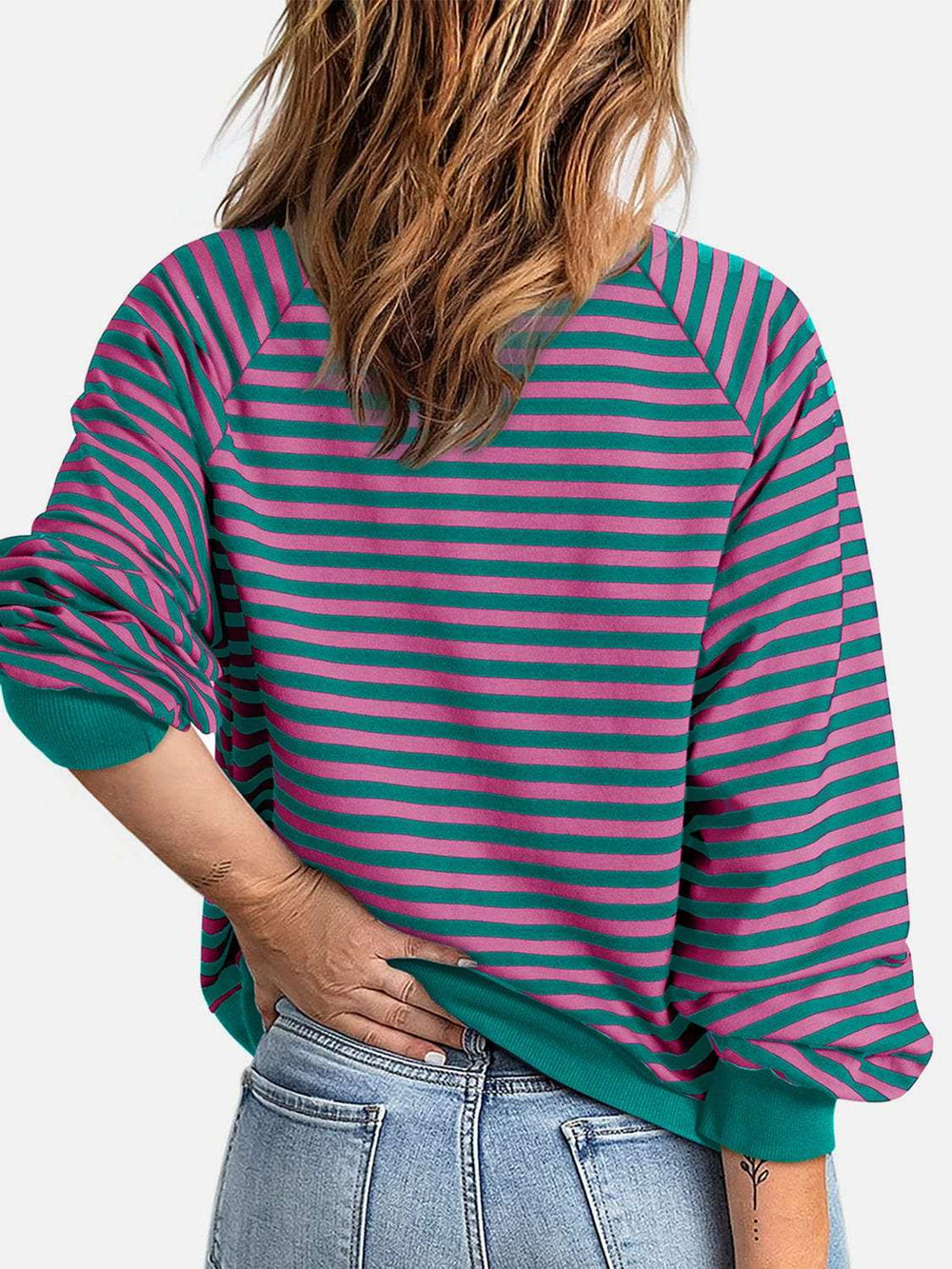 Striped Zip Up Long Sleeve Sweatshirt - Trendsi - Flyclothing LLC
