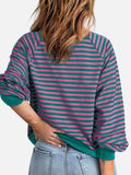 Striped Zip Up Long Sleeve Sweatshirt - Trendsi - Flyclothing LLC