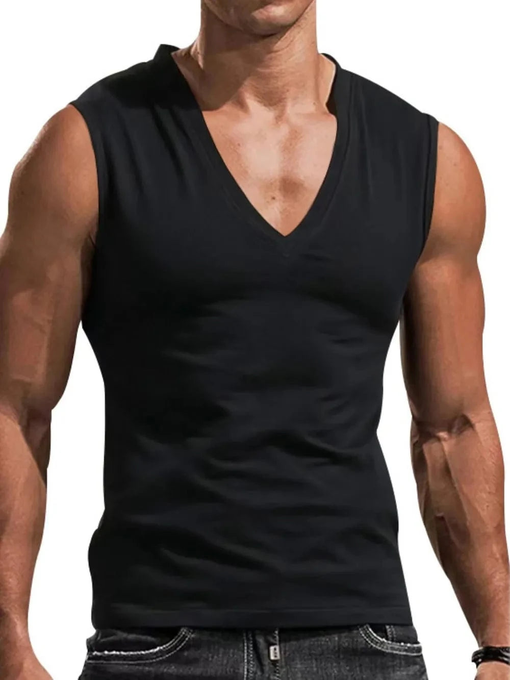Men's Plus Size V-Neck Tank - Trendsi