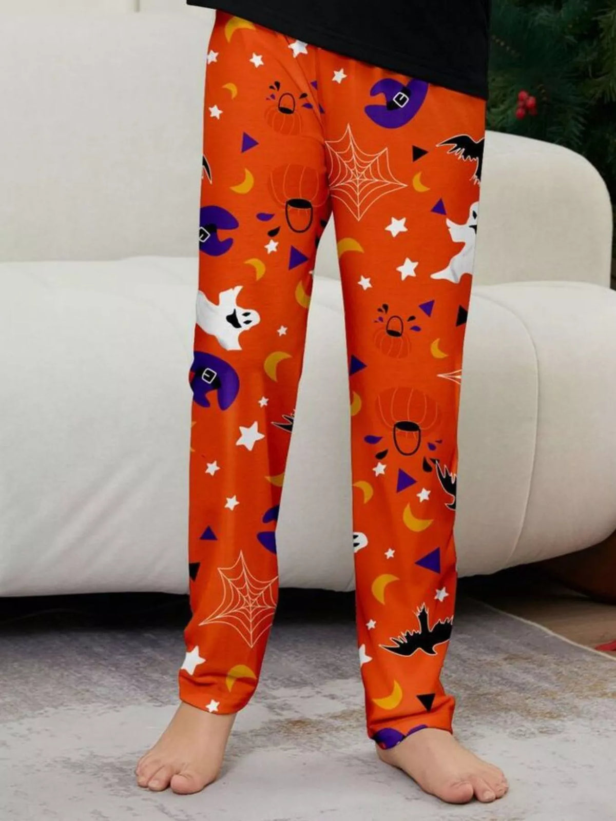 Full Size Halloween Family Matching Pajama Set with Ghost and Pumpkin Print Plus Size - Trendsi - Flyclothing LLC