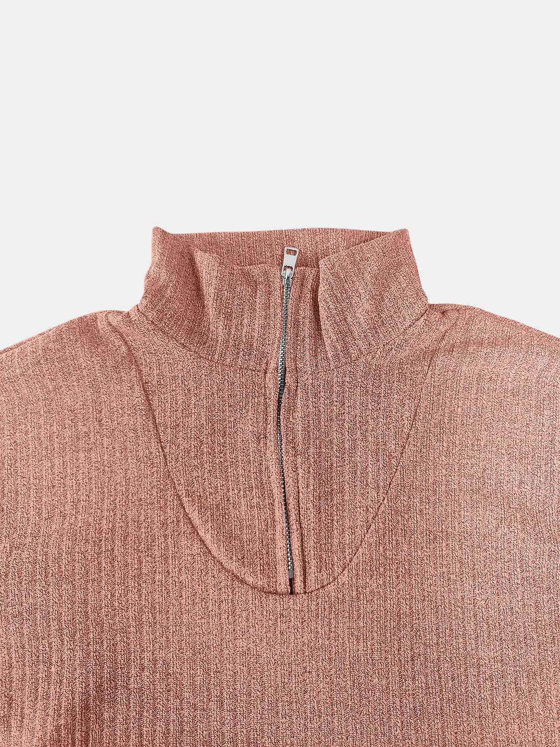 Full Size Quarter Zip Long Sleeve Top - Trendsi - Flyclothing LLC