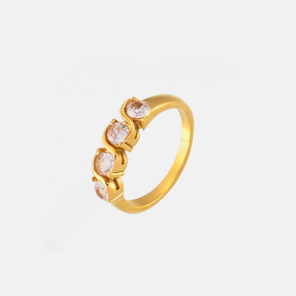 Stainless Steel Inlaid Zircon Ring - Trendsi - Flyclothing LLC