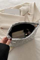 Ruched Heart Clutch with Zipper - Trendsi