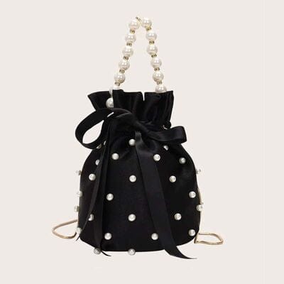 Pearl Detail Solid Color Bucket Bag - Trendsi