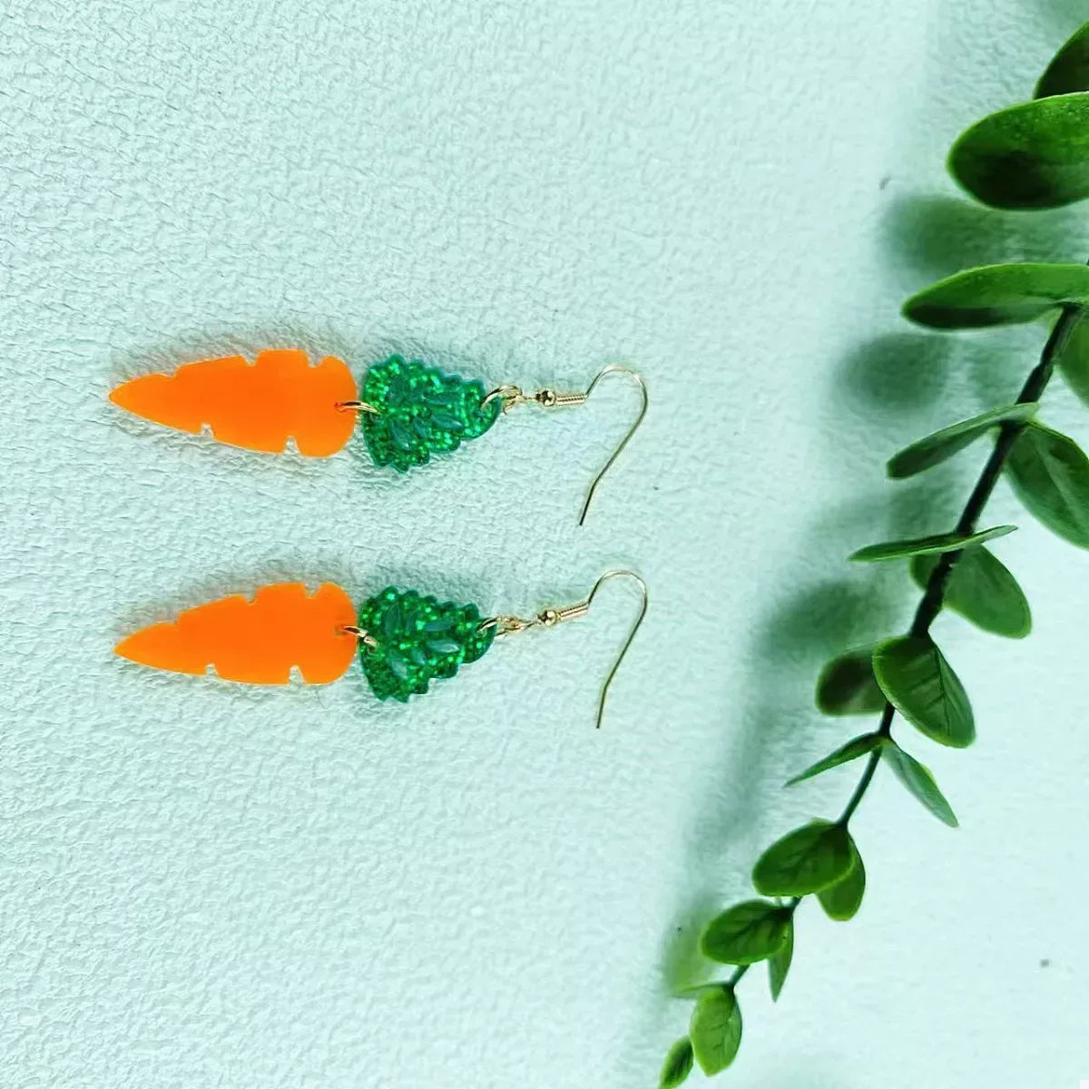 Carrot & Leaf Dangle Earrings - Trendsi - Flyclothing LLC