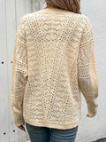 Openwork Button Up Long Sleeve Cardigan - Trendsi