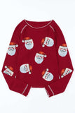 Sequin Santa Round Neck Long Sleeve Blouse - Trendsi - Flyclothing LLC