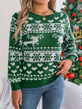 Christmas Element Round Neck Long Sleeve Sweater - Trendsi - Flyclothing LLC