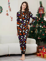 Full Size Halloween Themed Family Matching Pajama Set with Ghost and Pumpkin Print Plus Size - Trendsi - Flyclothing LLC