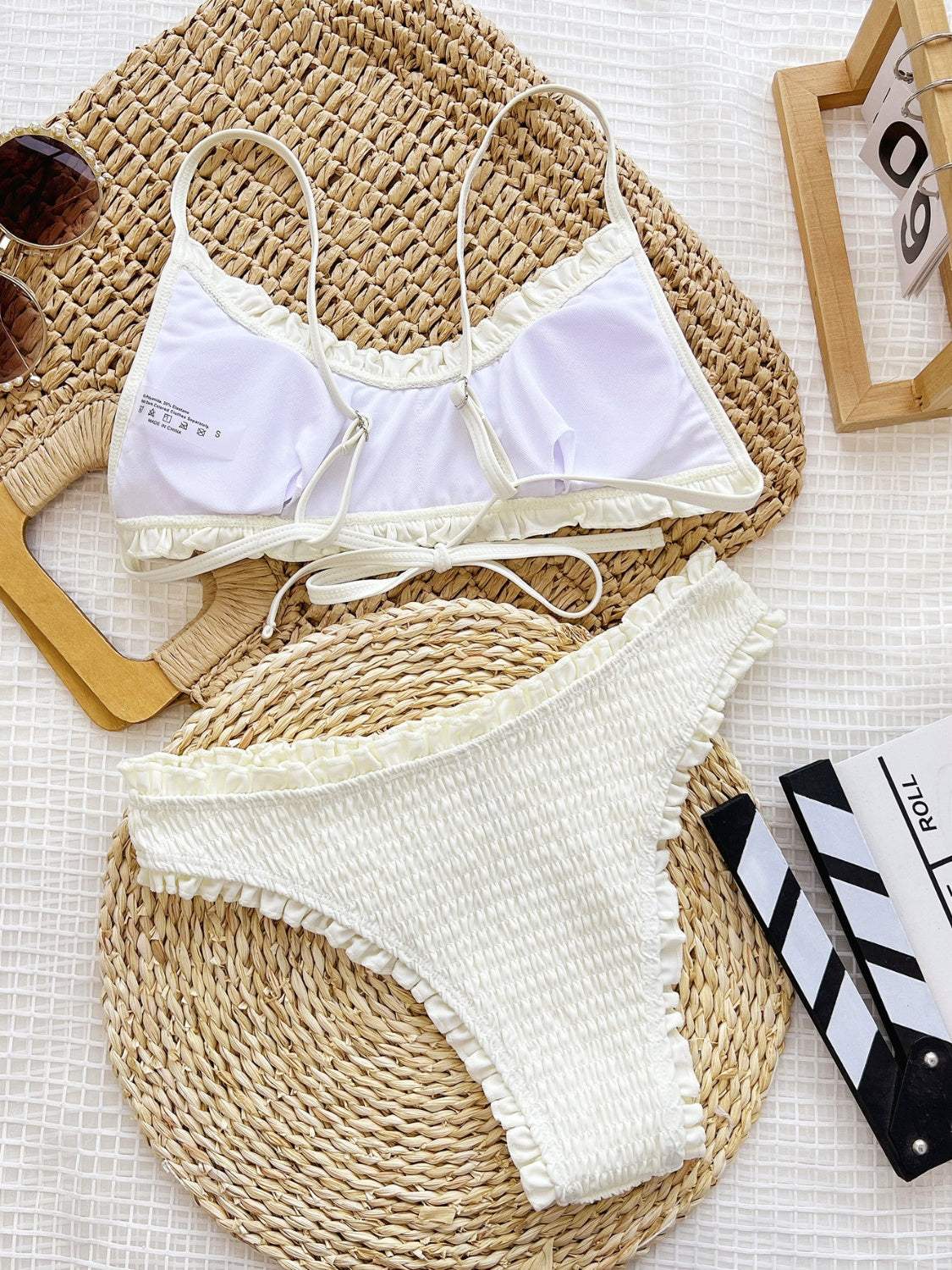 Frill Textured Spaghetti Strap Two-Piece Swim Set - Trendsi - Flyclothing LLC