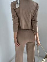 V-Neck Tank, Cardigan and Pants Three-Piece Sweater Set - Trendsi - Flyclothing LLC