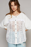 POL Round Neck Short Sleeve Lace Top - Trendsi