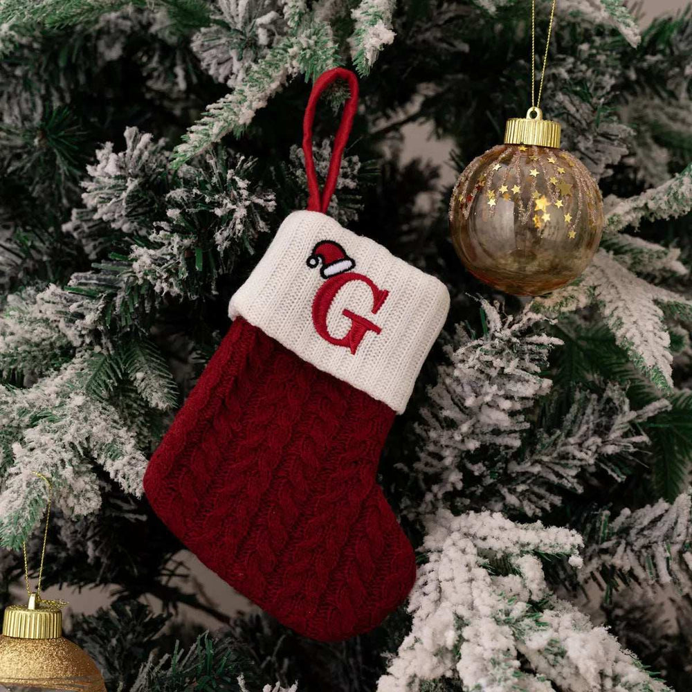 Cable-Knit Contrast Christmas Stockings - Trendsi - Flyclothing LLC