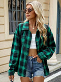 Plaid Collared Neck Long Sleeve Shirt - Trendsi - Flyclothing LLC