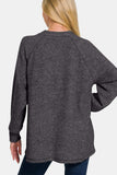 Zenana Full Size Brushed Melange Hacci High-Low Sweater - Trendsi - Flyclothing LLC
