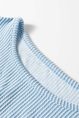 Frill Texture Round Neck Long Sleeve Sweatshirt - Trendsi - Flyclothing LLC